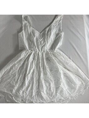 Audrey Parks White Eyelet Sleeveless Fit & Flare Dress